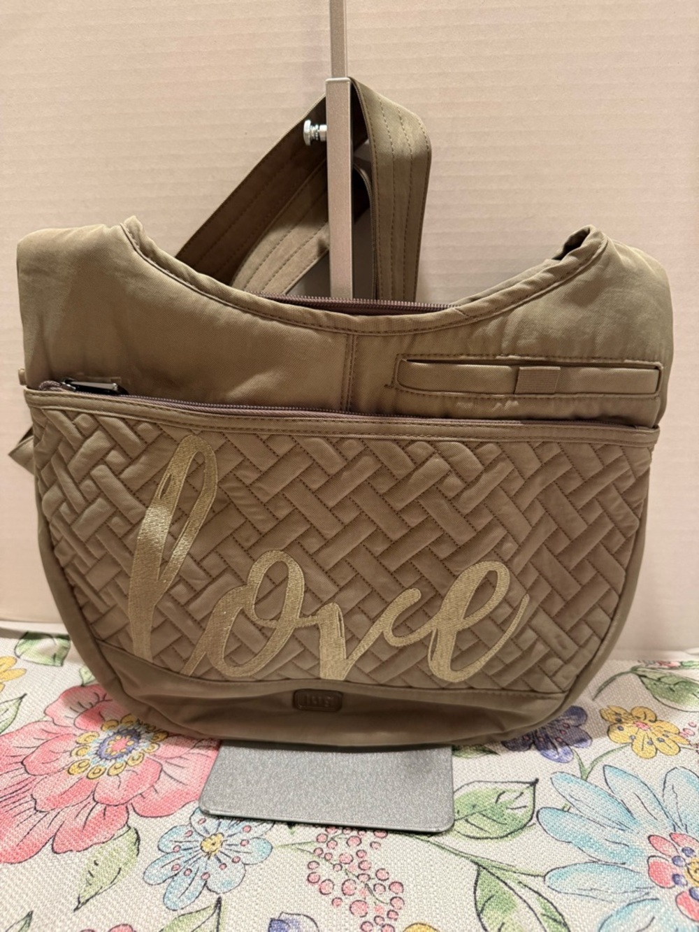 Lug Love Canopy Quilted Crossbody Bag in Taupe